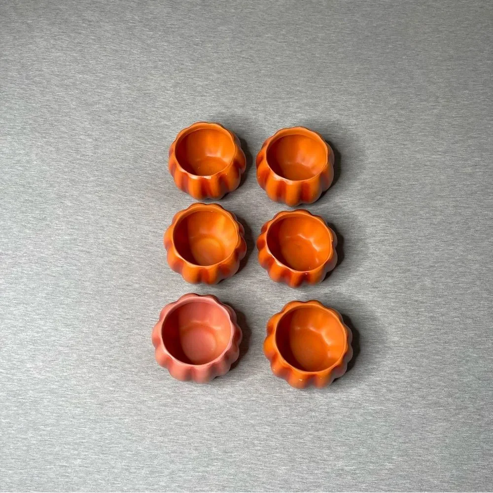 Target Orange 4” Round Pumpkin Ceramic Planter Pot 6 PCS. Set